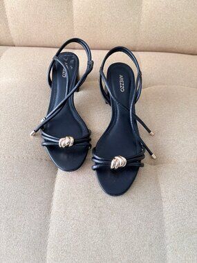 Arezzo Camila Gold Block Sandals